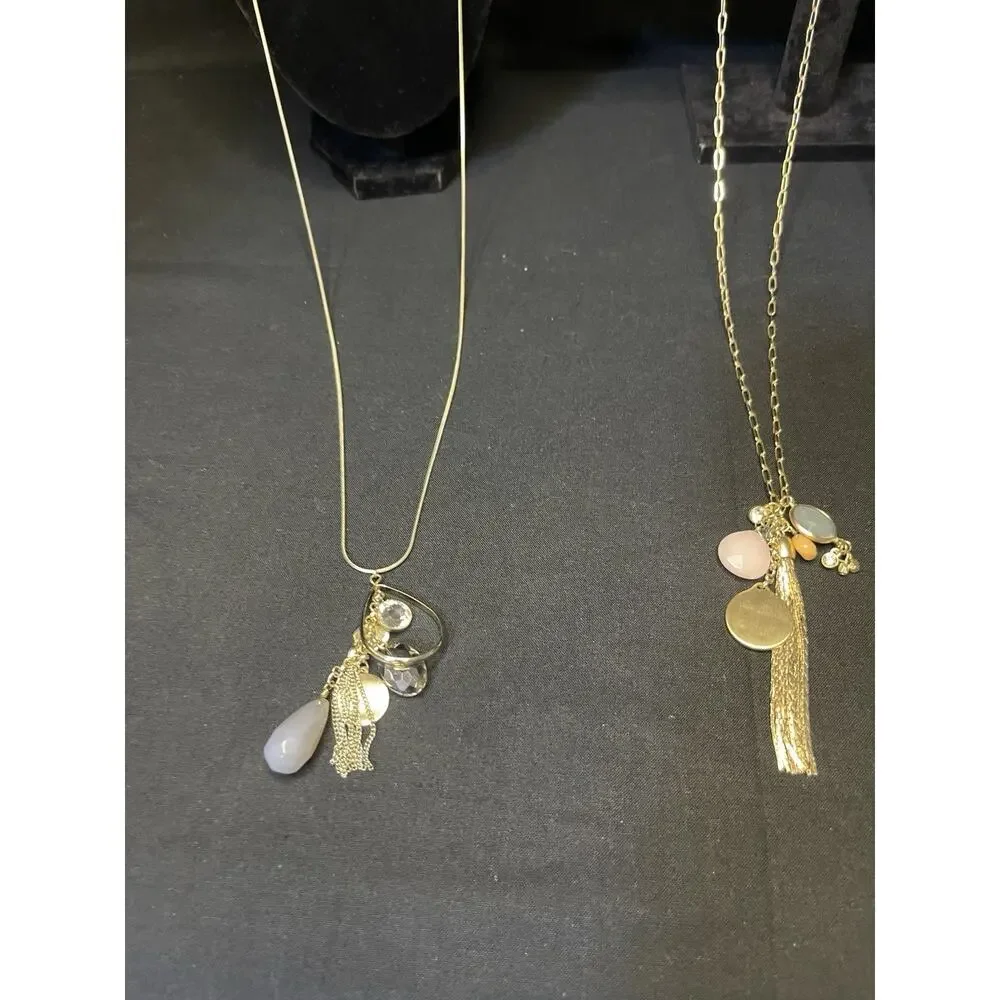 Loft Gold & Silver Tone Costume Statement Long Necklace Lot Of 4